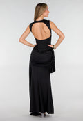Zwarte Elegante Maxi Jurk met Getailleerde Fit