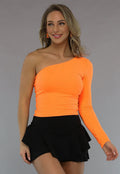 Neon Oranje Top met One Shoulder