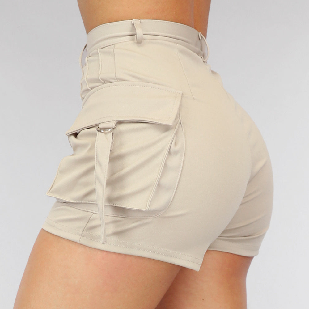 Elastische Cargo Short met Zilveren Details