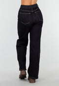 Redial Jeans  Donkerblauwe Wide Leg Jeans met Elastische Taille en Strikkoord