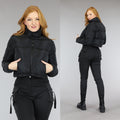 Zwarte Gewatteerde Cropped Jas