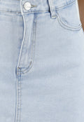 Lichtblauwe Denim Skort met Stretch en High Waist