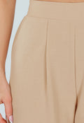 High Waist Beige Linnen Look Tall Broek met Tailleband