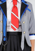 School Uniform Kostuum met Grijze Blazer Blouse Set met Rok en Stropdas