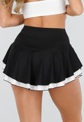 Zwarte Ruffle Skort met Contrasterende Zoom