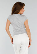 Grijs Stretch T-Shirt met Korte mouwen en Stretch