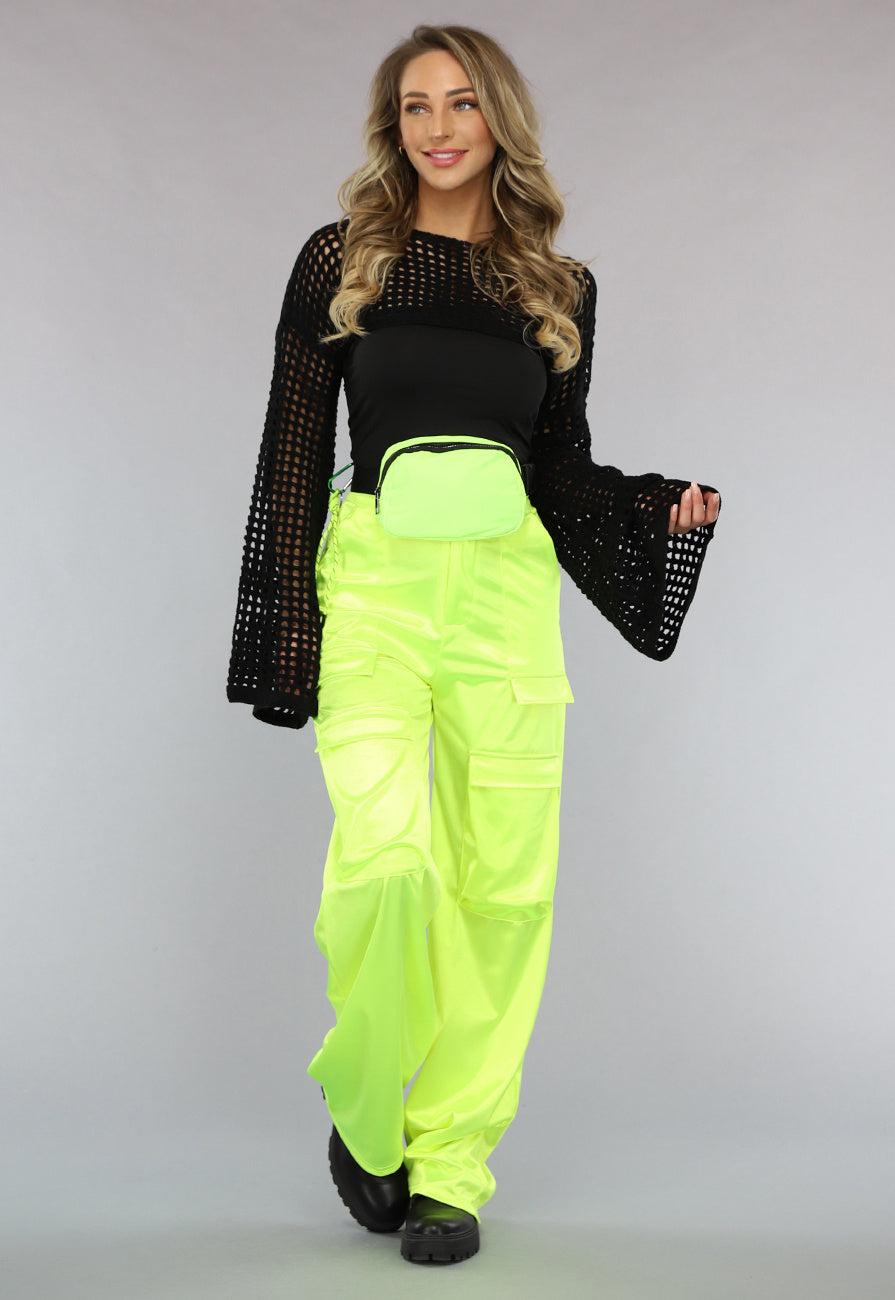 Neon Groene Fanny Pack met Karabijnhaak