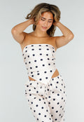 Witte Polkadot Set met Bandeau Top En Wijde Broek