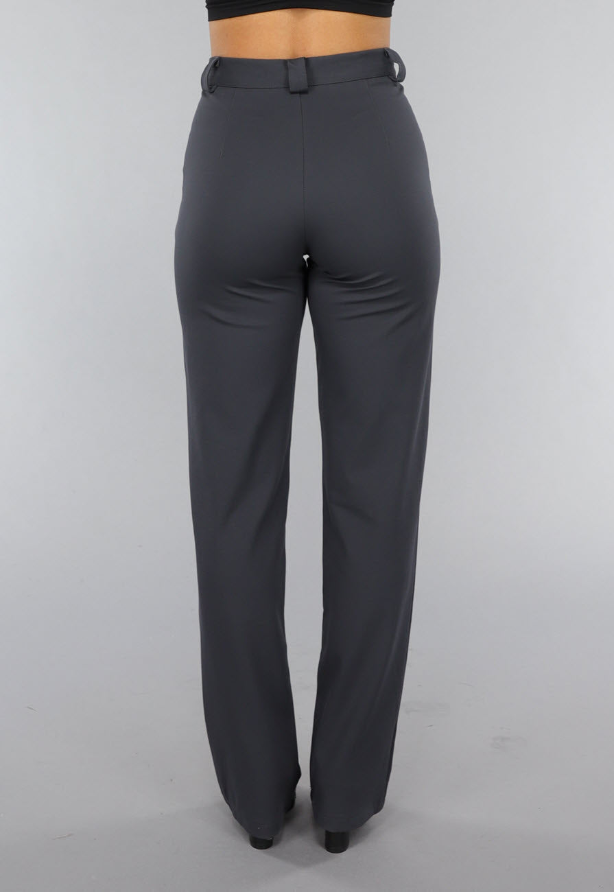Antraciet Elastische Pantalon met Rechte Pijpen