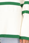 Witte Turtleneck met Groene Strepen