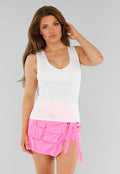 Witte Slim Fit Mouwloze Top met Diepe V-Hals
