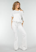 Grijze One Shoulder Top met Ingewerkte Top en Stretch
