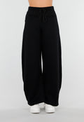 Zwarte Barrel Fleece Joggingbroek met Stretch