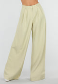 Pistache Groene Tall Wide Leg Broek met Plooien