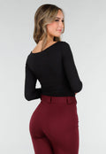Zwarte Push-Up Longsleeve Top met Gerimpelde Bustier