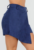Donkerblauw Suède Look  Skort met Riemlusjes