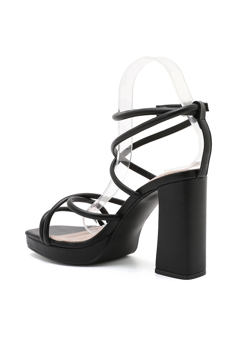 Zwarte Strappy Sandaletten met Blokhak