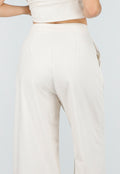 Beige Spaghettiband Top met Wide Leg Broek Set