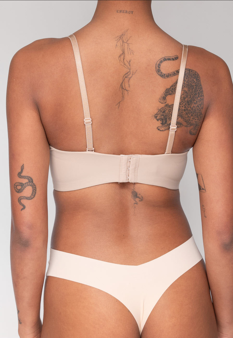 Beige Longline Push-Up Beugel BH met Afneembare Bandjes