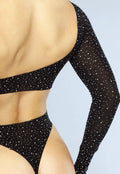 Zwarte One Shoulder Fishnet Body met Cut Out
