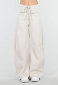 Beige Barrel Fleece Joggingbroek met Trekkoord en Stretch