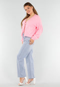Roze Blouse met Hartzakken en Knooplint Detail