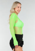 Neon Groene Mesh Fishnet Body met Stretch