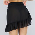 Kort Zwarte Mesh Cover Up Rokje met Ruches