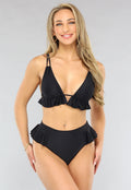 Zwarte Bikinitop met Ruches