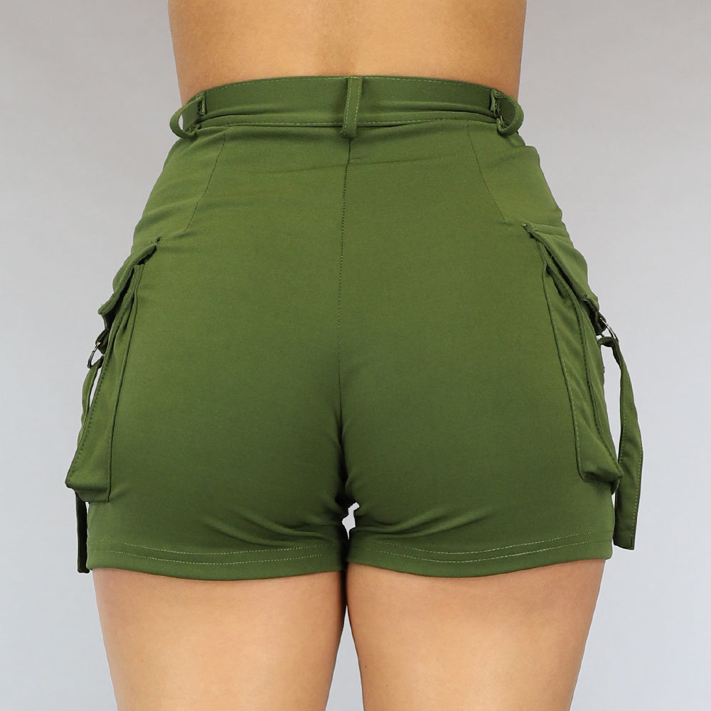 Elastische Cargo Short met Zilveren Details