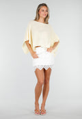 Witte  Denim Rok met Kanten Rand