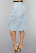 Midi Denim Rok met Studs en Riempje