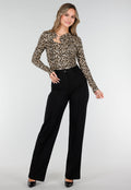 Luipaardprint Top met Lange Mouwen en Ringdetail
