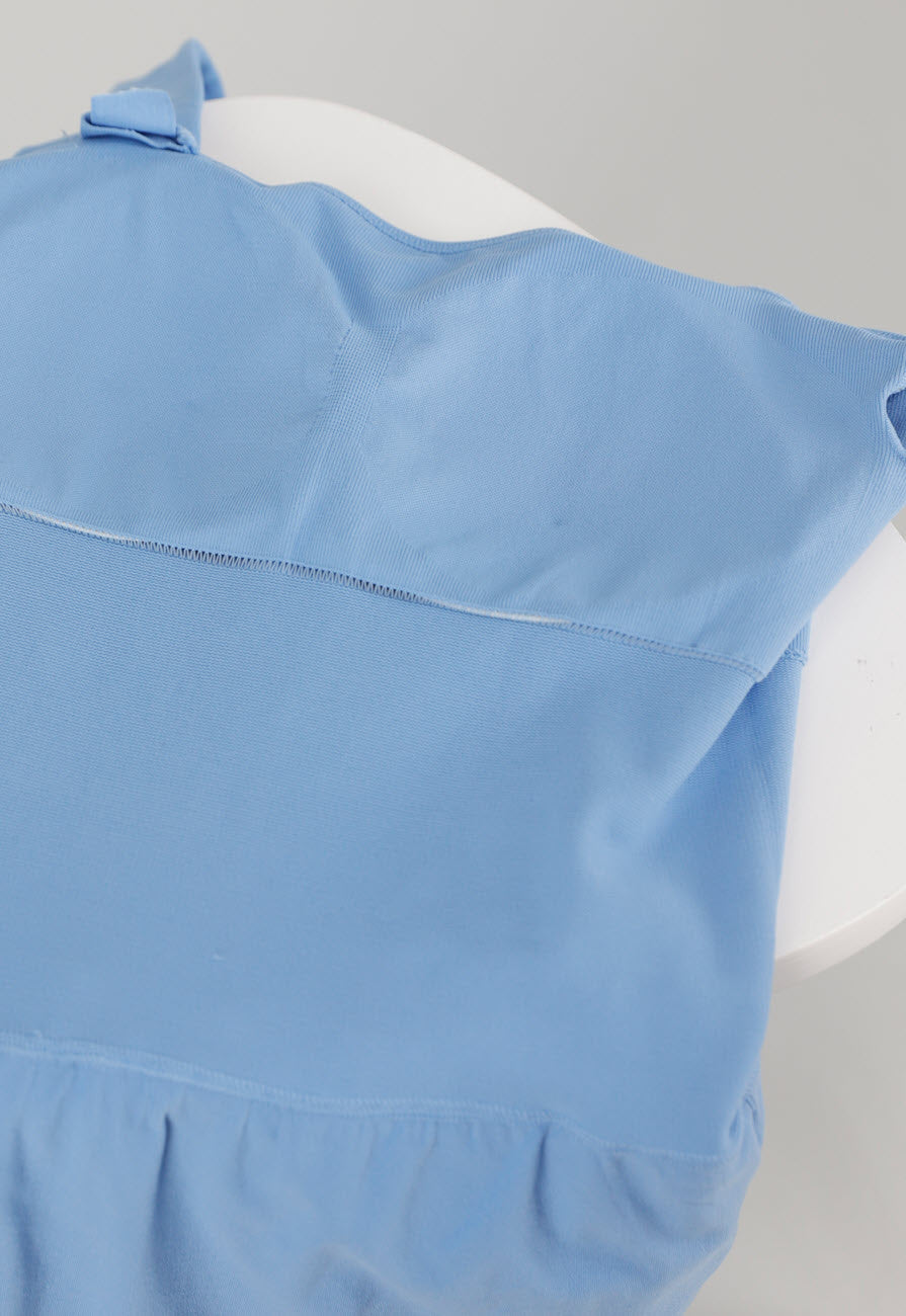 Lichtblauwe Mouwloze Jurk met Ingebouwd Broekje en Vaste Pads