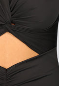 Zwarte Lange Jurk met Twist Detail