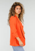 Oranje Getailleerde Blazer met Geplooide Driekwart Mouwen