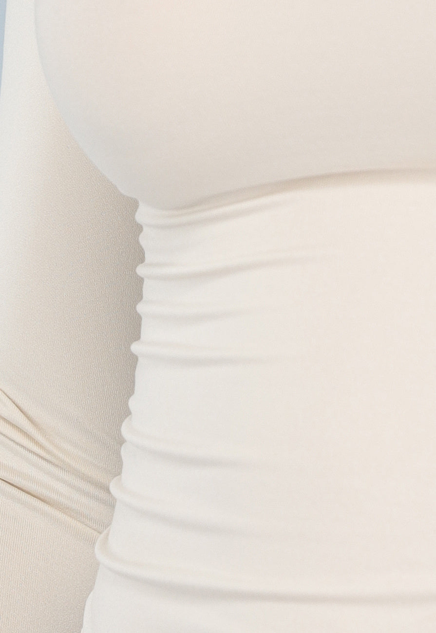 Beige Zachte Turtleneck Top met Lange Mouwen