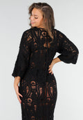Gehaakte Cover-up Jurk Vest met V-Hals en Lange Mouwen
