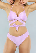 Glinsterende Lila Strappy Push Up Bikini Top