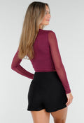 Paarse Mesh Wrap Top met Striksluiting