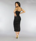 Zwarte Geplooide Bodycon Jurk