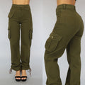 Tall Groene Straight Leg Cargo met Veter Details