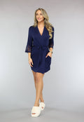 Elastische Navy Kimono met Kanten Rug