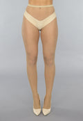 Beige Fishnet Panty met Strass Steentjes