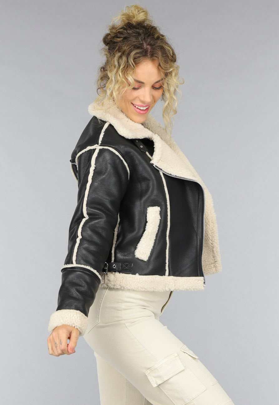 Zwarte Lammy Biker Jas
