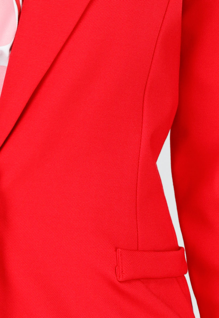 Rode Half Lange Blazer met Stretch