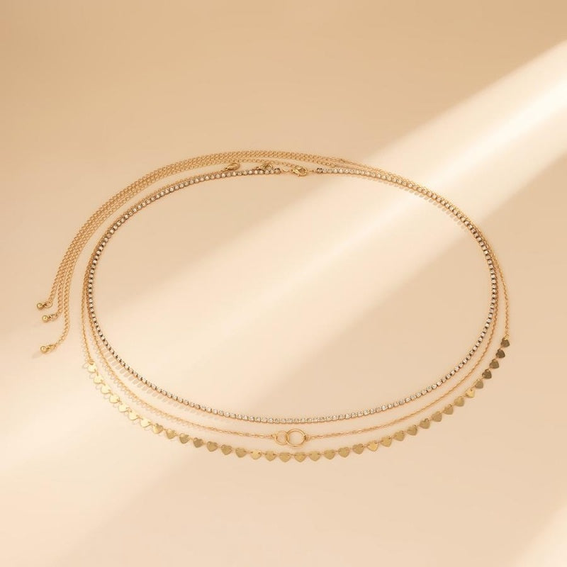 Gouden Bodychain met Hartjes 3 Pack