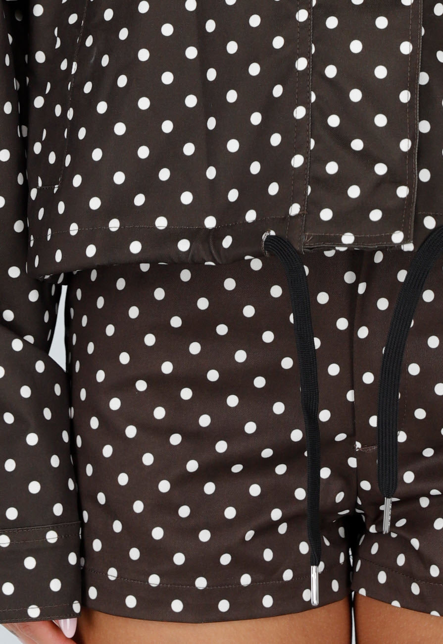 Bruine Tweedelige Polkadot Set met Jack en Short