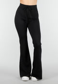 Zwarte Joggingbroek met Flared Pijpen en Elastische Taille
