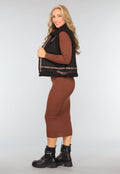 Zwart Teddy Gilet met Gesp Details